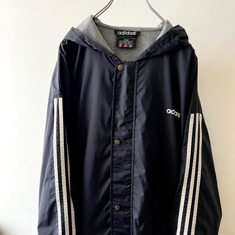 90's  adidas Big Logo Nylon Hoodie