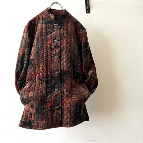 Vintage Geometric Patchwork Pattern Quilting China JKT