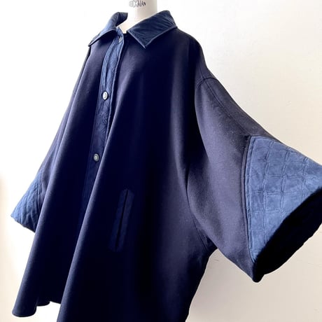 Euro Vintage Leather Mix Big Sleeve JKT