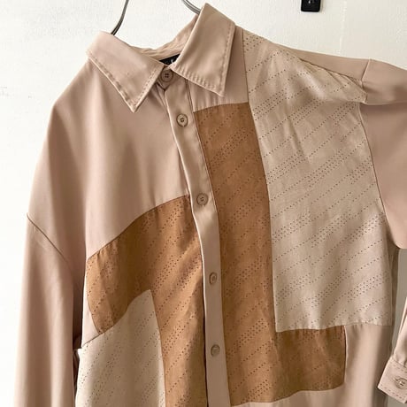 90-00's Swicth Pattern Fake Suede Shirt