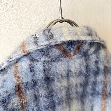 Vintage Plaid Pattern Shaggy Wool Short JKT