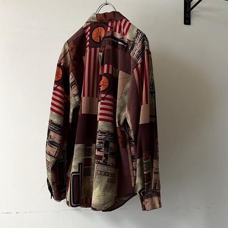 Vintage Collage Pattern Shirt Blouse