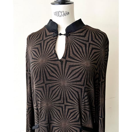 Vintage Geometric Pattern China Design Maxi Dress