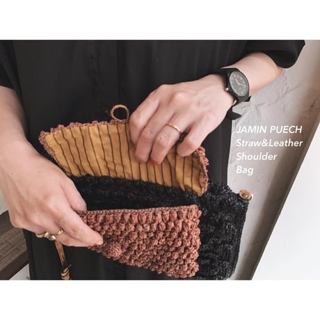 JAMIN PUECH Straw & LeatherショルダーBag