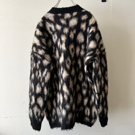 Old Leopard Pattern Shaggy Wool Cardigan