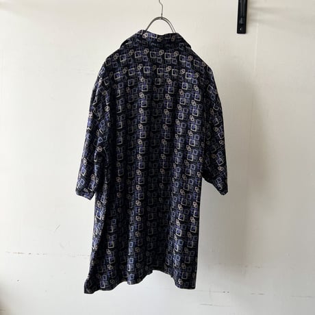 Vintage Geometric Pattern Silk Shirt