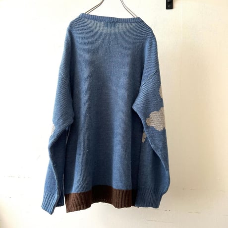 Euro Vintage Hunting Design Knit Sweater