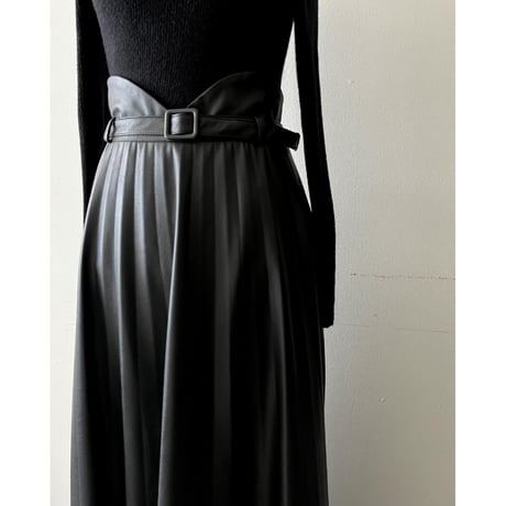 Fake Leather Maxi Flare Skirt