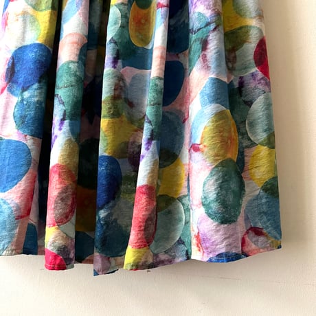 Multicolor Dot Pattern Side Pocket Rayon Skirt
