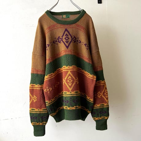 90's Euro Geometric Pattern Knit Sweater