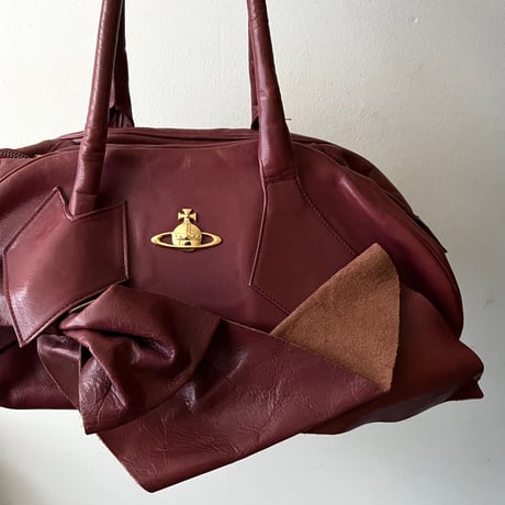 Vivienne Westwood Leather Ribbon Orb Boston Bag