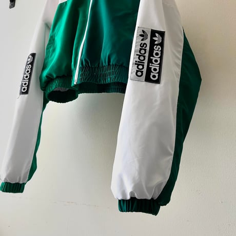 adidas originals Short Nylon Track Top (color : white/green)