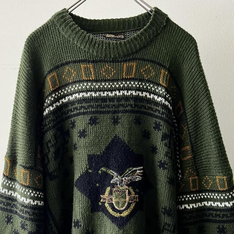 90's Embroidery Design Knit Sweater