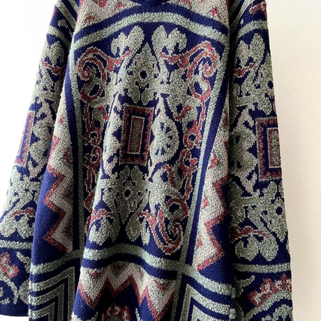 Vintage Damask Pattern Mock Neck Knit Dress