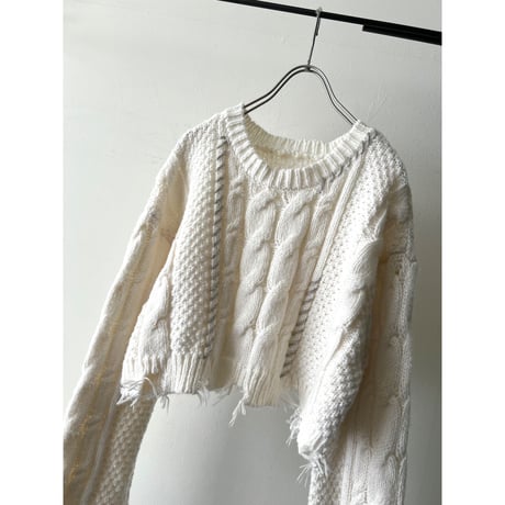Short Cut Design Aran Knit Sweater