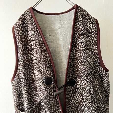 Vintage Leopard Pattern Boa Vest