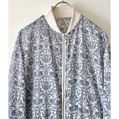 Damask Pattern Sheer Short Zip-JKT
