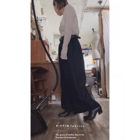 【即納品】【ブラック】リネンツイルイージーパンツ