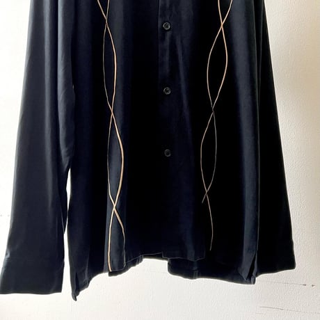 Vintage Embroidery Line Design Silk Shirt