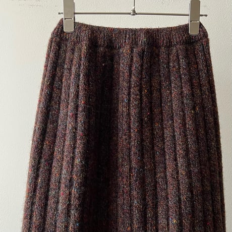 Vintage High Turtle Neck Knit Sweater and Rib Knit Skirt "2piece-sets"