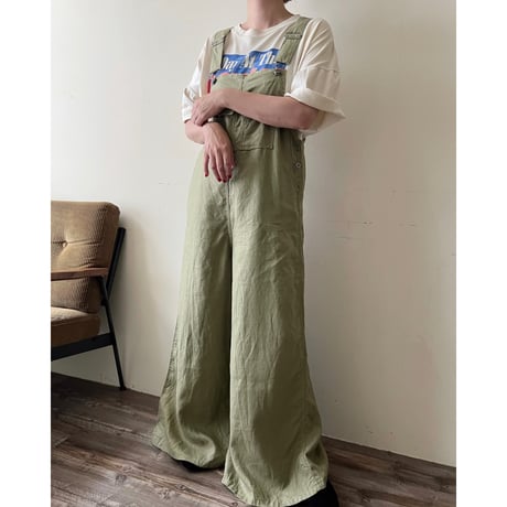 Flare Silhouette Linen Overalls