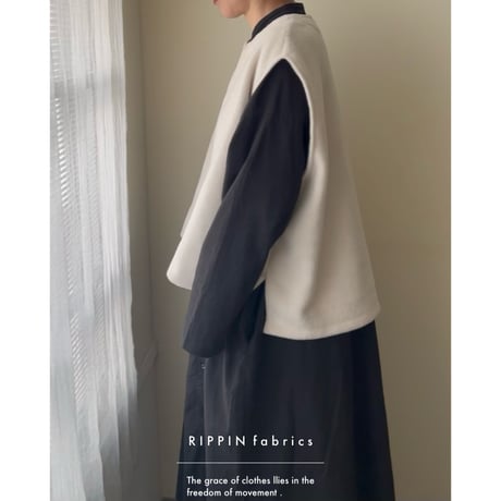 【即納品】【オフホワイト】メルトンフリースベスト