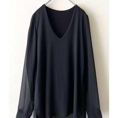 Drop Tail Design Sheer Blouse