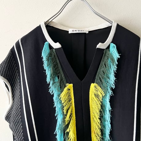 EN'DAY (jp) Fringe Design No-sleeve Summer Knit