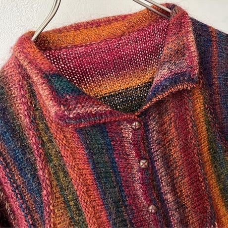 Vintage Multicolored 3d Design Knit Cardigan