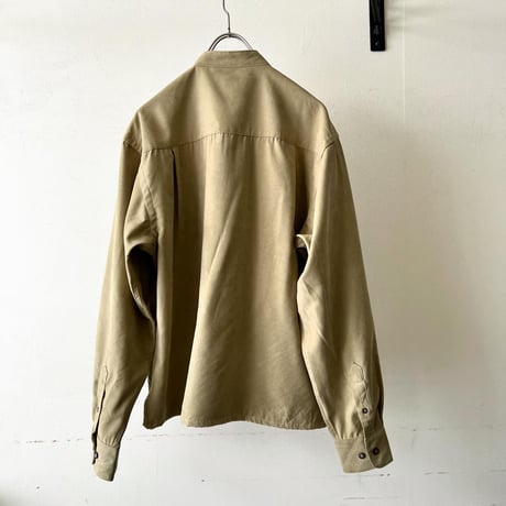 "Remake" Fake Suede China Shirt (color : beige)