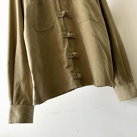 "Remake" Fake Suede China Shirt (color : beige)