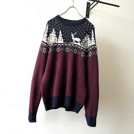 Old Nordic Pattern Knit Sweater