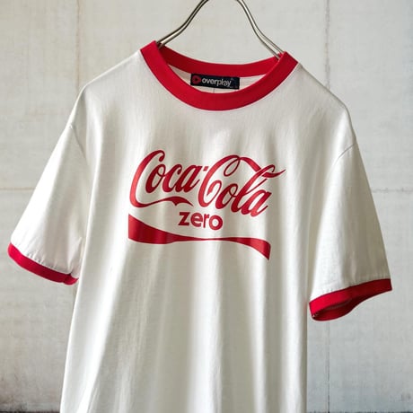 Coca Cola Logo Print Ringer Tee