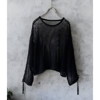 Gather Sleeve Short Mesh Knit