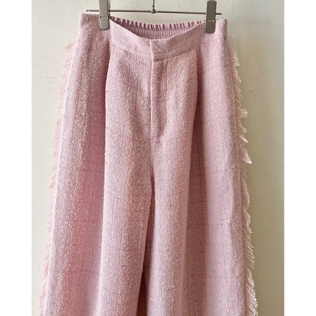 Side Fringe Tweed Balloon Pants