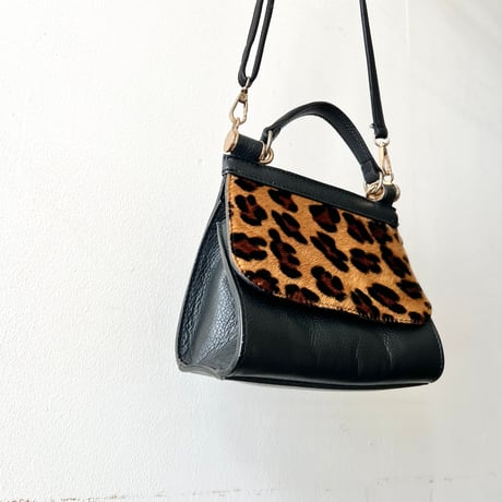 Euro Leopard Pattern 2way Shoulder Bag (made in Italy)