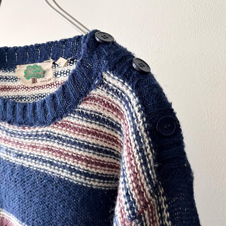 Vintage Border Pattern Shot Knit Sweater
