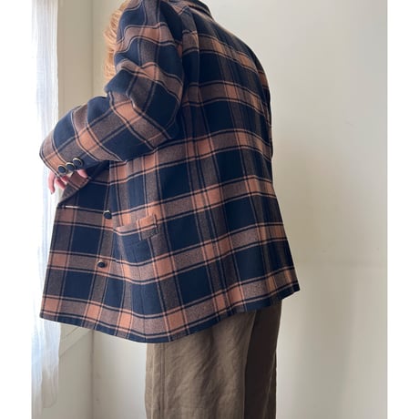 Plaid Pattern Melton Wool Big JKT Coat