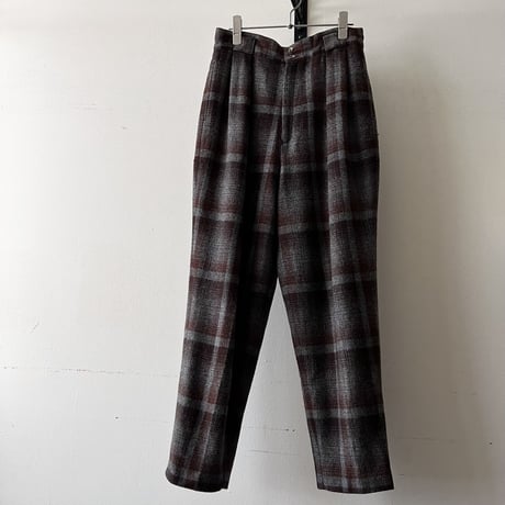 Vintage Check Pattern Tuck Pants