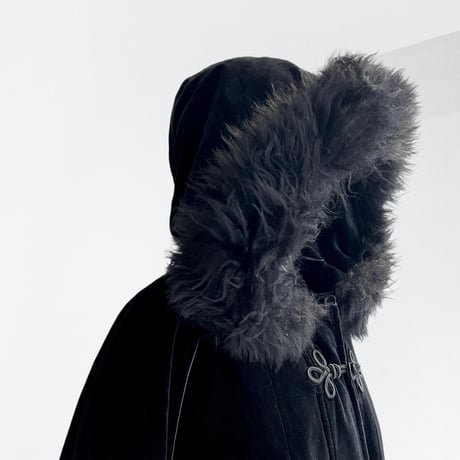 Euro Vintage China Button Design Fur Hood Coat