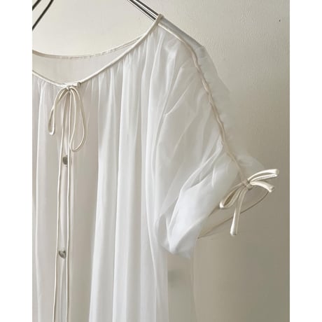 60's Vintage GOSSARD ARTEMIS Ribbon Design Short Sleeve Long Dress