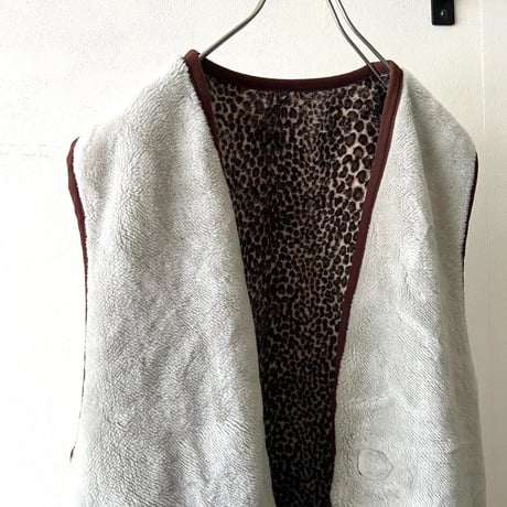 Vintage Leopard Pattern Boa Vest