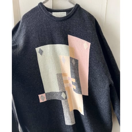 Old Lyle & Scott POP Pattern Lamb Wool Knit (made in Scotland)