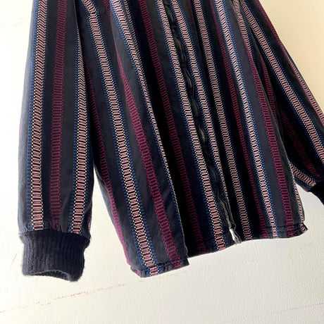 60's Vintage Stripe Pattern Cotton Zip-up JKT