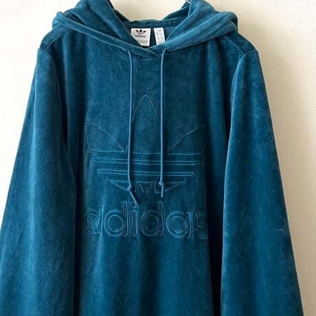 adidas originals Embroidery Logo Velours Short Hoodie