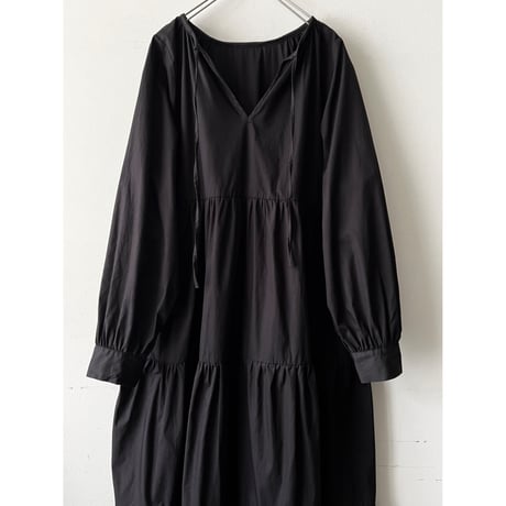 Black Color Tiered Long Dress
