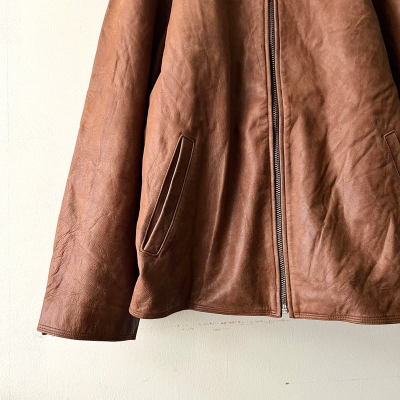 Euro Vintage TRAPPER Zip-up Leather JKT (made i