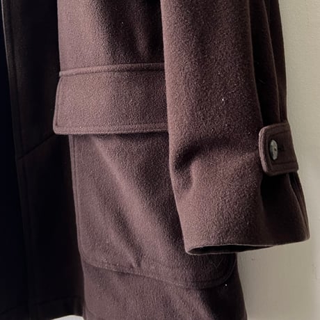 Vintage Fake Leather & Melton Wool Design Half Coat