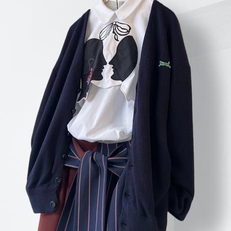80's Euro Embroidery Logo Knit Cardigan