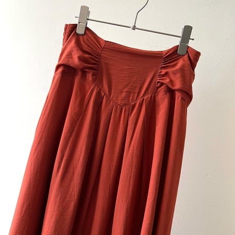Euro Vintage Gather Waist Long Pleats Skirt